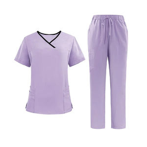2025 personnalisé vente chaude femmes gommage médical uniforme respirant col en v à manches courtes infirmière hôpital vêtements lavable été - Product Image 2