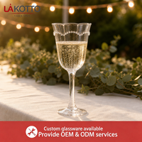 LAKOTTO Verre à pied en verre transparent de qualité alimentaire 230 ml avec bord perlé pour mariage et banquet, fournisseur d'articles en verre personnalisés, usine