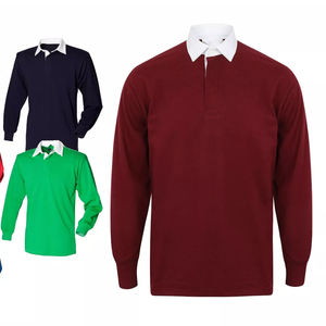 T-shirt de rugby pour homme à manches longues style 2025, 100 % coton, avec fonction anti-plis, motif uni, 240 g - Product Image 3