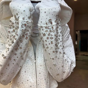 Sweat-shirts à capuche en polaire de couleur unie personnalisés OEM pour hommes, mode, strass, coupe régulière, fermeture éclair, pierres précieuses, sweat-shirts pour hommes - Product Image 6