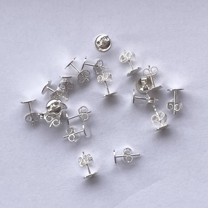 Cabujón de Plata de Ley 925 de 7mm, espacios en blanco, Cuentas planas redondas, cuentas de micras doradas, suministro para encontrar pendientes DIY, tachuelas, nuevo Pin de Alibaba - Product Image 3