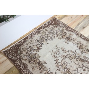 Tapis turc 3,8x6,7 pieds, tapis en laine vintage à motifs floraux marron - Product Image 5
