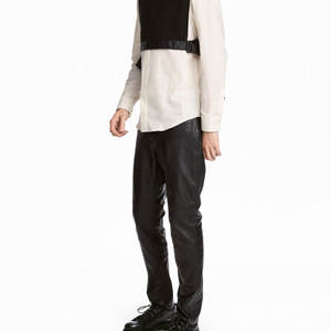 Pantalones de Cuero PU para Hombre, Ropa de Moda de Invierno, Pantalones de Cuero de Cintura Alta con Cremallera, Pantalones de Cuero de Color Sólido - Product Image 5