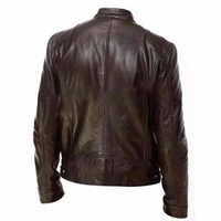 Veste en cuir décontractée pour homme, col montant, fermetures éclair, tissu en toile lavée, imperméable, coupe-vent, séchage rapide, confortable