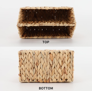 Organisateur de rangement naturel à double compartiment en jacinthe d'eau tissé à la main pour livres, journaux et organisation de la maison en provenance du Vietnam - Product Image 2