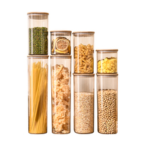 Pot de conservation alimentaire WANUO de qualité alimentaire, étanche, carré, avec couvercle en bambou, anti-poussière, transparent, récipient alimentaire