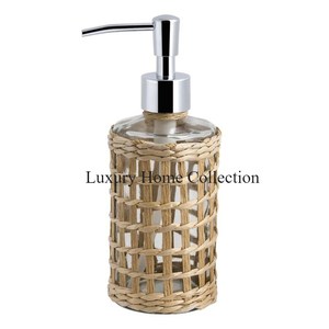 Metallic Fancy Liquid Soap and <b>Sink</b> Dispenser Gold Color Lining Design Round Shape Bottle <b>Storage</b> for Soap Bathroom Accessories - Product Image 4