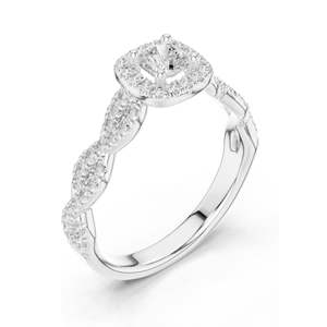 Bague de fiançailles en diamant de laboratoire taille coussin 0,858 CT avec halo, clarté VVS-VS EF, or 18 carats, 14 carats, 10 carats et argent 925 - Product Image 4