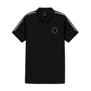 Wholesale Men Black Colour Premium Quality Casual Polo <b>Shirt</b> With <b>White</b> Piping on Shoulders and Embroidered Logo on Front - Product Image 1
