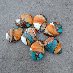 Calidad AAA + ostra espinosa natural turquesa forma de pera cabujón parte posterior plana calibrada piedras preciosas al por mayor, todos los tamaños disponibles - Product Image 3