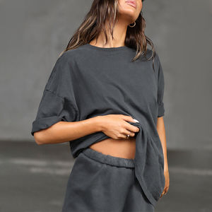 OEM personalizado caído hombro mujeres camisetas de alta calidad Streetwear de gran tamaño Vintage Camiseta de algodón de las mujeres camiseta - Product Image 4