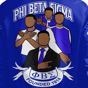Phi Beta Sigma แจ็คเก็ตบอมเบอร์ลายพี่น้องกรีกสีน้ำเงิน1914ของขวัญเครื่องแต่งกายแนววิทยาลัยปรับแต่งได้มีขาตั้งปักด้านหน้าได้ตามต้องการ - Product Image 5