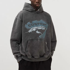 Custom Logo Screen Print Non Drawstring Oversized Pullover Hoodie Solid 100% Cotton Heavyweight French Terry Custom <b>Sweatshirt</b> - Product Image 2