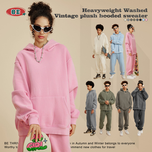 Sudadera con capucha de lana Polar cálida de Invierno para mujer Unisex, sudaderas térmicas con estampado bordado, bolsillo de canguro de otoño - Product Image 2