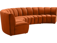 Canapé banquette incurvé en velours orange avec design capitonné pour bar, boîte de nuit, hôtel, restaurant, mobilier commercial
