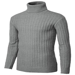 Pull à col roulé en tricot côtelé décontracté pour homme, chaud, standard, pull d'hiver, respirant, anti-froissement, anti-rétrécissement, séchage rapide - Product Image 1