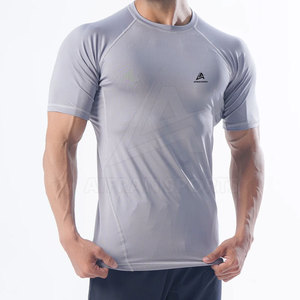 2023 últimas camisetas de gimnasio para hombres patrón sólido transpirable de secado rápido Body Fit camiseta para Fitness - Product Image 1