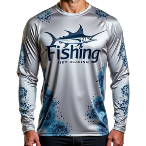 Chemise de pêche à manches longues pour homme, impression par sublimation, séchage rapide, respirante, UPF 50, vêtements de pêche, logo personnalisé, tee-shirt - Product Image 3