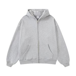 High Quality Custom Logo Fleece heavyweight oversized Zip Up Hoodie Men's Hoodies Sweatshirts Streetwear - Product Image 5