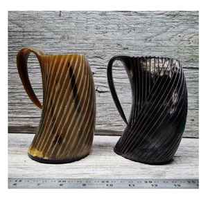 Taza de Cuerno de Búfalo con Asa, Taza Vikinga de Cuerno, Vajilla, Bolsa Blanca, Taza de Cuerno de Búfalo - Product Image 2