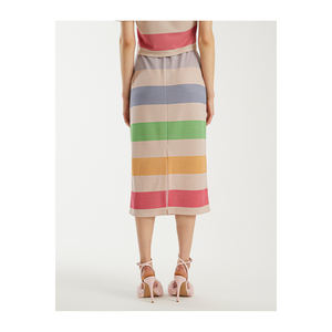 Falda lápiz con estampado de tiras rectas en tono plateado BGN para mujer S23S441 - Product Image 5