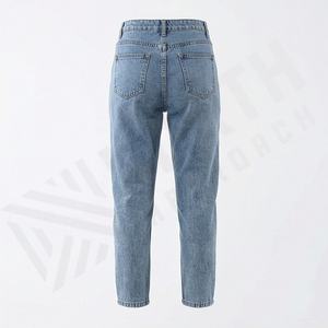 Jeans pour femmes lavés, couleur personnalisée, tissu extensible, coupe droite, taille haute, pantalon décontracté mince, toutes tailles, denim de la meilleure qualité - Product Image 2