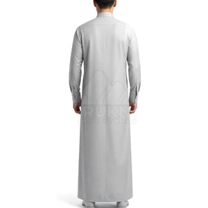 Thobe arabe confortable, vêtement musulman traditionnel avec col montant, manches longues, en coton, style décontracté pour le quotidien et la prière - Product Image 2
