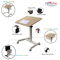 Unité mobile à roulettes inclinable et réglable en hauteur pneumatiquement pour canapé-lit, bureau à domicile, poste de travail pour ordinateur portable