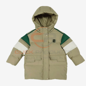 เสื้อกันหนาวขนเป็ดสีขาวสำหรับเด็กผู้หญิงเสื้อฮู้ดซิปลายพื้น - Product Image 1