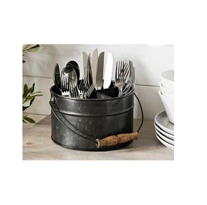 Galvanized <b>kitchen</b> caddy organizer for storing cutlery utensils napkins condiments <b>spices</b> suitable for rustic farmhouse decor - Product Image 4
