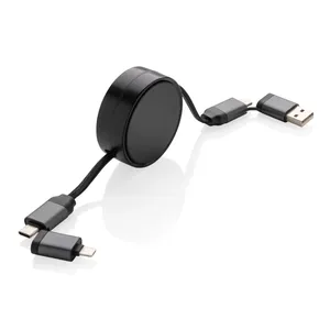 Cavo USB Retrattile 6in1 45W Terra RCS, Gadget Promozionale Sostenibile - Product Image 1