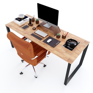 Escritorio de Madera de Caucho Trian II HBTG009 de 180x70cm con Patas Triangulares de Hierro, Diseño Moderno Minimalista para Dormitorio de Lujo y Uso Doméstico - Product Image 3