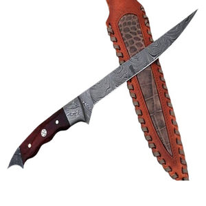 Couteau à filet de qualité commerciale avec manche en bois pour le filetage du poisson, l'éviscération, l'élimination de la peau, lame flexible et tranchante, passe au lave-vaisselle - Product Image 3