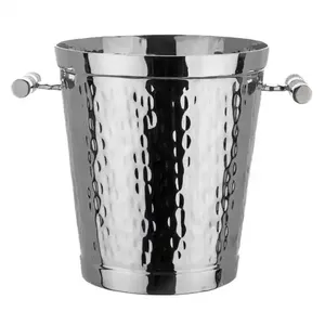 Seau à glace moderne en acier inoxydable martelé finition cuivre avec couvercle pour refroidissement de bière et bouteilles - Product Image 2