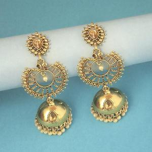 Kriaa Fine <b>Cuff</b> <b>Earrings</b> Gold Plated Brown Stone Jhumki 1311584 for Weddings & Engagement - Product Image 1