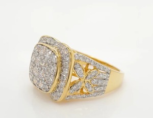 Cushion Cluster <b>Ring</b> with VVS Moissanite Sterling Silver Customized <b>Ring</b> Moissanite Hip Hop <b>Ring</b> - Product Image 1