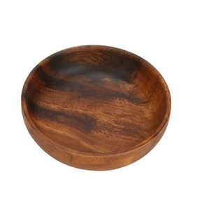 Cuenco de madera de acacia natural de calidad al por mayor cuenco de madera para servir fruta a granel de forma redondeada características desechables - Product Image 2