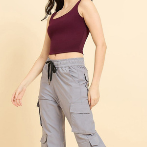Nueva llegada personalizada de las mujeres camiseta sin mangas liso patrón sólido deportes Fitness OEM servicio corto largo Tops Color sólido - Product Image 5