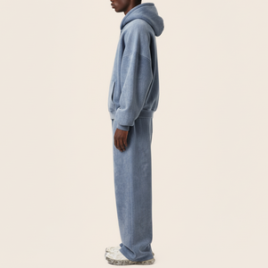 Conjunto Deportivo Premium Personalizado de Invierno 100% Algodón, Sudadera con Capucha y Pantalones Deportivos con Logotipo Serigrafiado, Lavado Ácido y Decoloración Solar, Estilo Urbano - Product Image 6