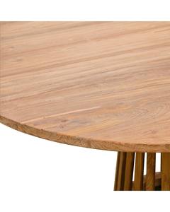 Table à manger en teck massif avec pieds ronds en bois, finition bois naturel pour repas en plein air - Product Image 3