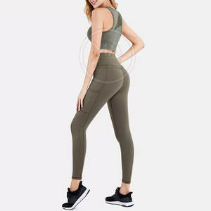 ชุดโยคะสตรีลายพื้นน้ำหนักเบาและทนทานวัสดุยืดหยุ่นปิดเอวขายดี - Product Image 6