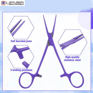 Soporte de agujas de acero inoxidable recubierto de Lila para instrumentos quirúrgicos médicos profesionales con pinzas hemostáticas manuales Kelly Clamp - Product Image 3