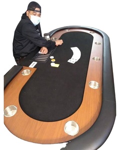 Mesa de póker plegable de madera de grado de casino de lujo moderno patrón redondo/ovalado personalizable mejor calidad para jugar mesas Mahjong - Product Image 5