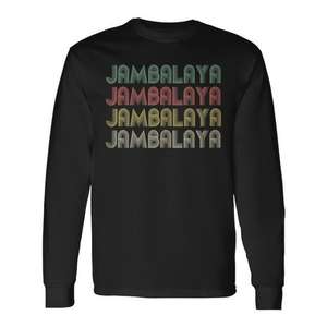 Camiseta de manga larga con diseño de comida retro Jambalaya, ropa unisex - Product Image 1