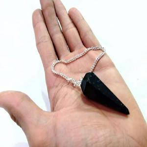 Venta al por mayor de piedras preciosas de ágata natural obsidiana negra cristal facetado péndulo curativo péndulo facetado para la venta - Product Image 3