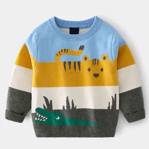Varied Color Wholesale Children Clothing Long Sleeve Knitwear Loose Round Neck Christmas Fashionable Boys & Girls Sweaters