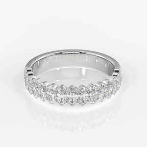 Anillo de boda con diamantes de moissanita de corte ovalado en plata de ley - Product Image 1