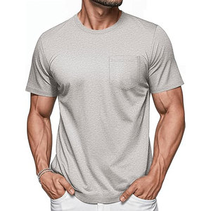 100% coton 230Gsm coton lourd goutte épaule t-shirt avec poche demi manches impression numérique T-shirts en Stock - Product Image 5