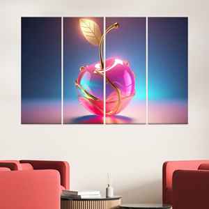 Art mural Golden Cherry : Toile imprimée de fruits roses brillants pour la décoration de la maison, 4P-Gallery Wrapped - Product Image 1