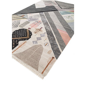 Tapis Manchaha en laine et soie de bambou noué à la main, motif abstrait, épaisseur 10 mm, rectangulaire, pour la maison et les couloirs, Les-2606 - Product Image 2